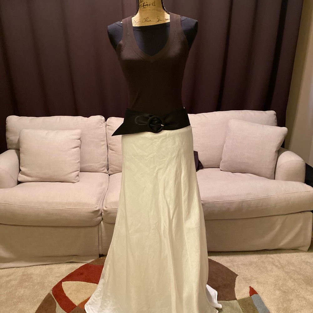 White linen full length skirt
